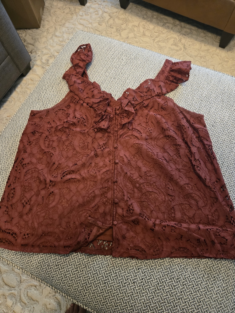torrid Burgundy Lace Ruffle Tank
